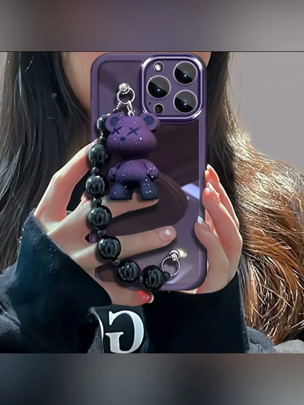 Purple Bear Charm iPhone 14 Pro Max Case